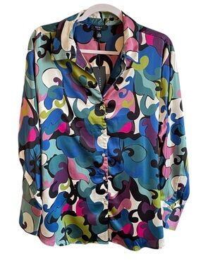 NWT Haver London Shirt Blouse in Abstract Paisley